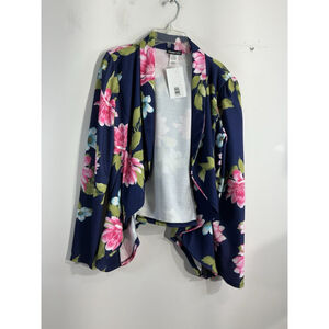 Womans Hemish USA Cali Rose M Floral Long Sleeve Open Front Waterfall Cardigan